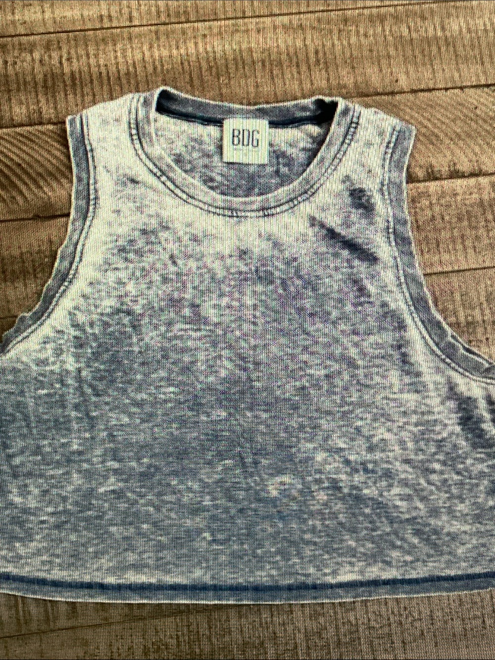 BDG Light Blue Mineral Wash Crop Tank